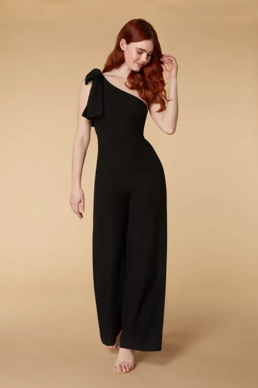 Eva One Shoulder Bow Detail Jumpsuit made by Jarlo London