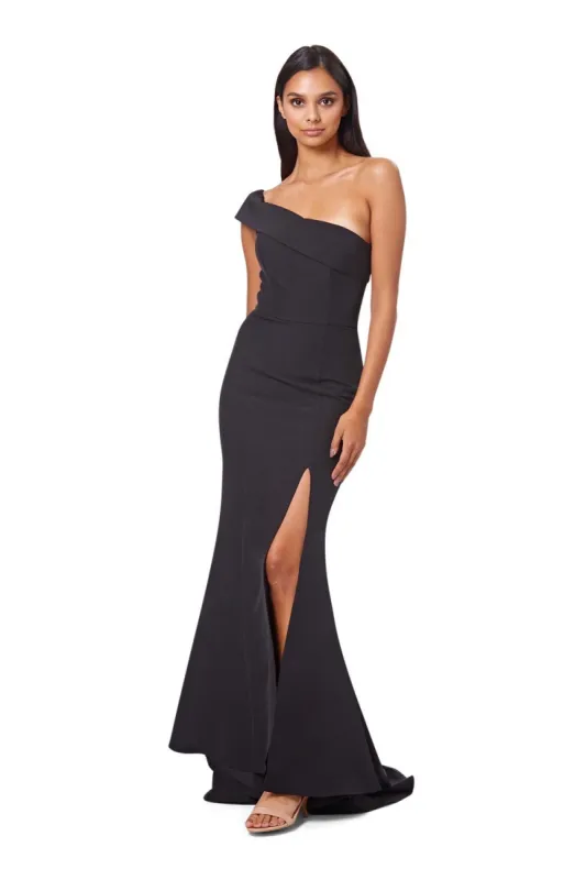Sheridan One Shoulder Maxi Dress with Thigh High Slit sold by Jarlo London
