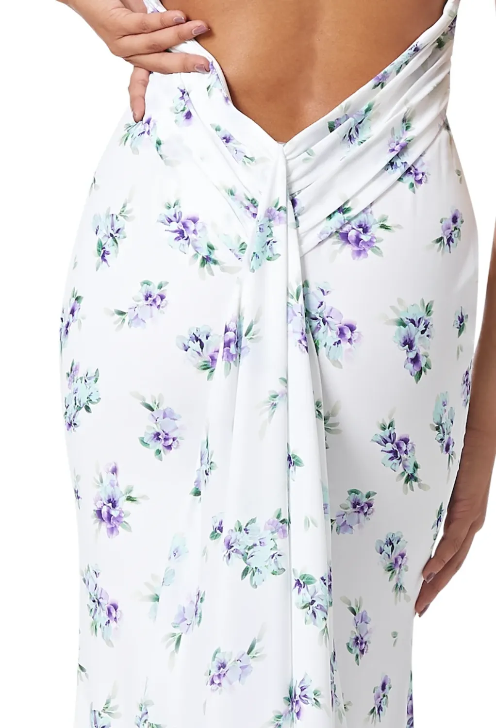 Jonquil High Neck Print Maxi Dress With Fishtail Train sold by Jarlo London product image thumbnail 3