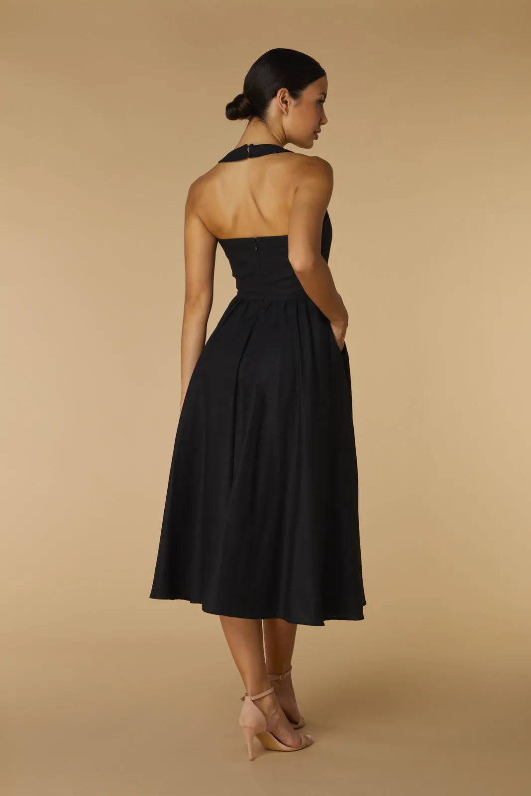 Ava Halter Neck Midi Dress with A-Line Skirt sold by Jarlo London product image thumbnail 2