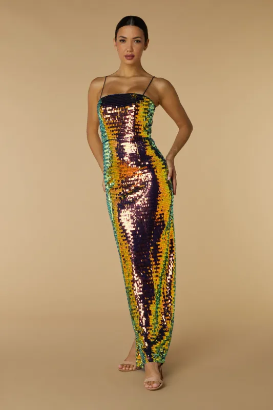 Juno Sequin Maxi Dress with Cami Straps sold by Jarlo London