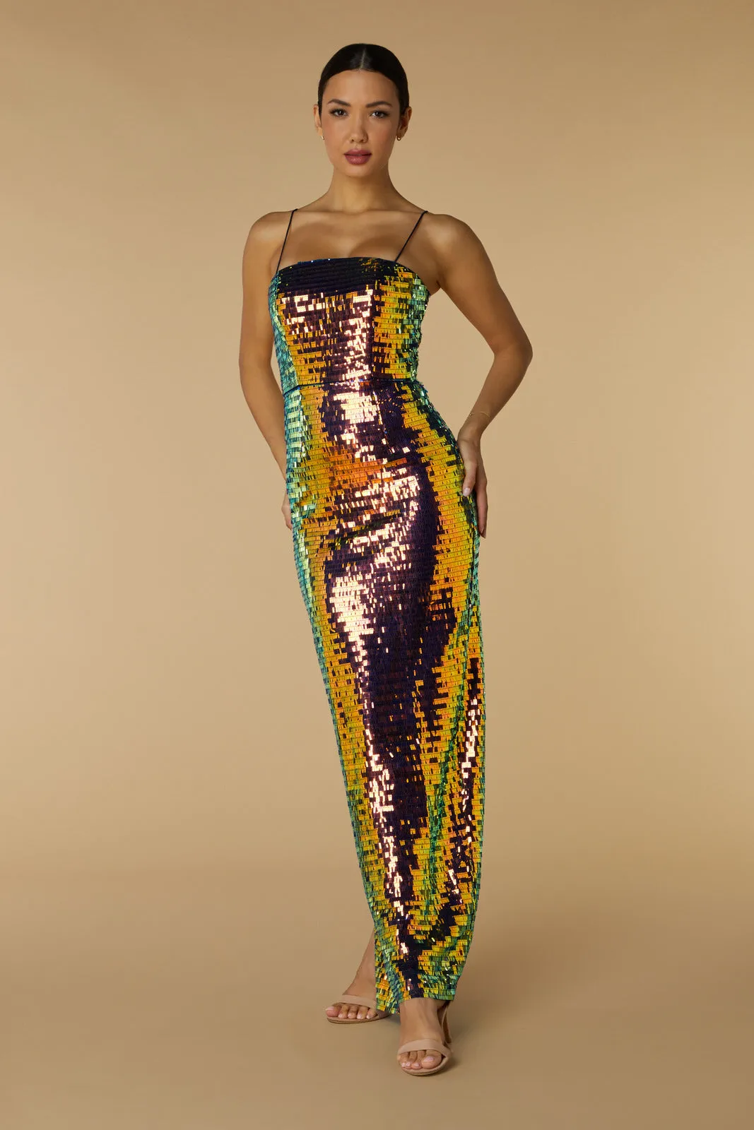 Juno Sequin Maxi Dress with Cami Straps sold by Jarlo London