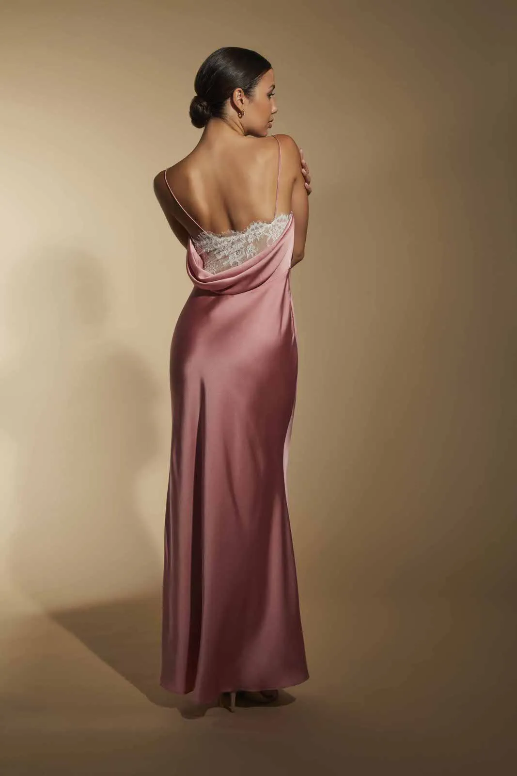 Aurora Cowl Back Maxi Dress with Lace Detail sold by Jarlo London product image thumbnail 2