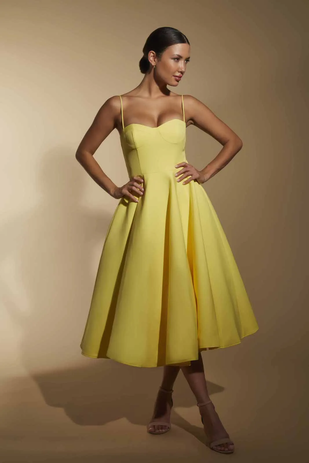 Jones Skater Midi Dress with Cami Straps sold by Jarlo London