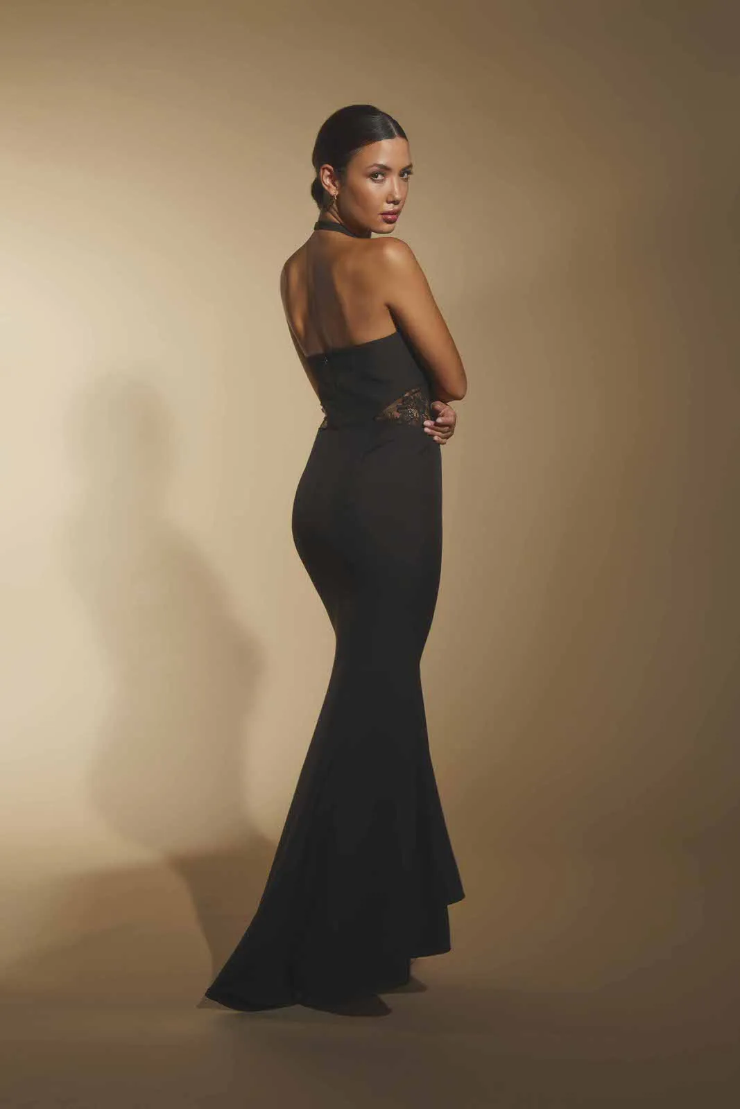 Cordelia Halter Neck Maxi Dress with Lace Waist Detail sold by Jarlo London product image thumbnail 2
