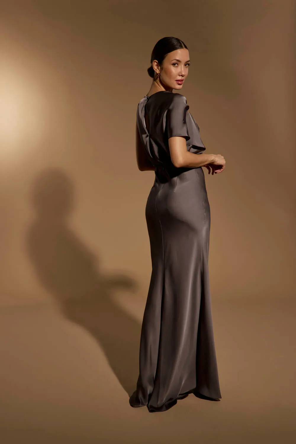 Lee Satin Maxi Dress with Draped Sleeve sold by Jarlo London product image thumbnail 2
