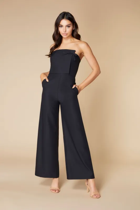Simone Strapless Jumpsuit with Faux Wrap Bodice Detail sold by Jarlo London