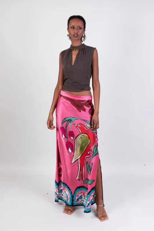 Bias Cut Maxi Skirt / "Soul Birds" sold by Jessica Russell Flint