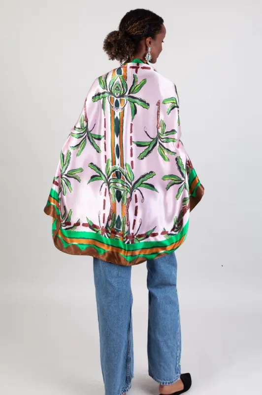Silk Pareo Scarf / "Pink Palm" sold by Jessica Russell Flint