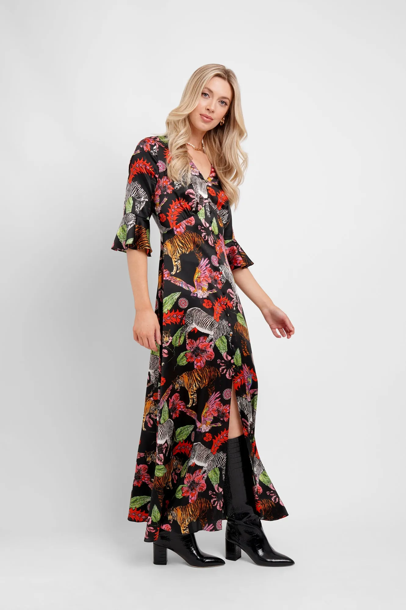 Maxi Button Down Dress / "Tiger Tales" sold by Jessica Russell Flint product image thumbnail 4