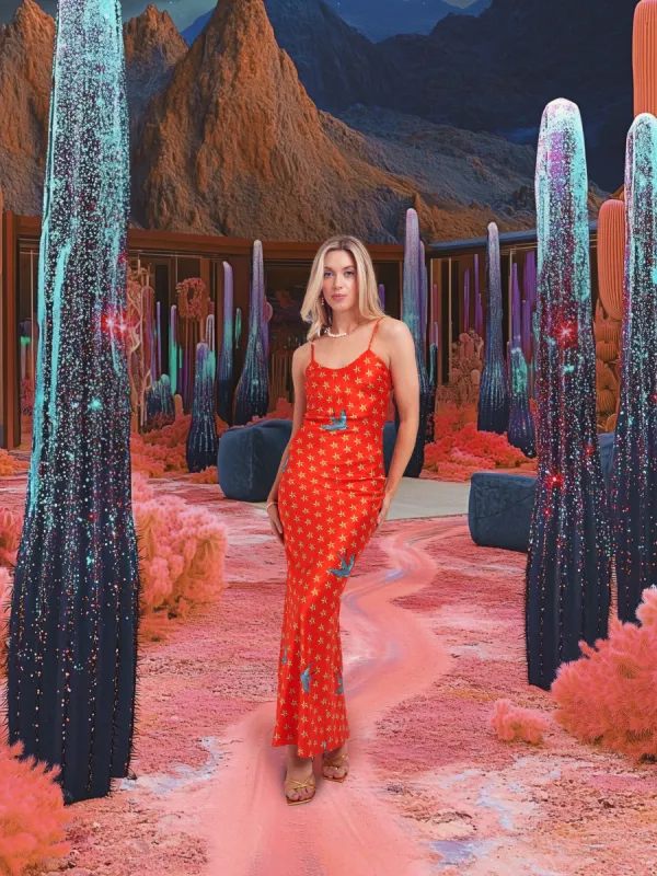 Maxi Slip Dress / "The Red Stars" sold by Jessica Russell Flint