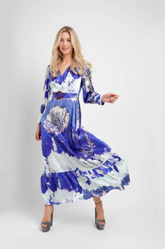 Belted Maxi Dress / "Poppy Mirage" sold by Jessica Russell Flint