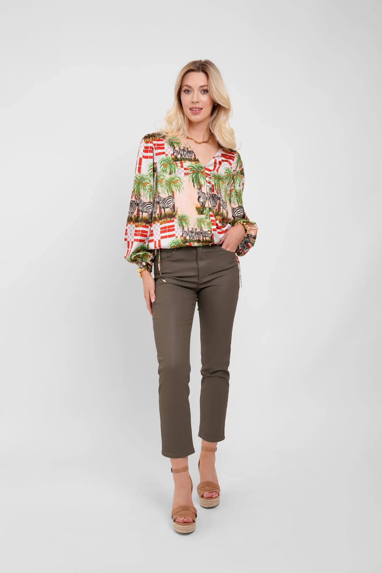 Adjustable V-Neck Blouse / "Vintage Zebra" sold by Jessica Russell Flint product image thumbnail 2