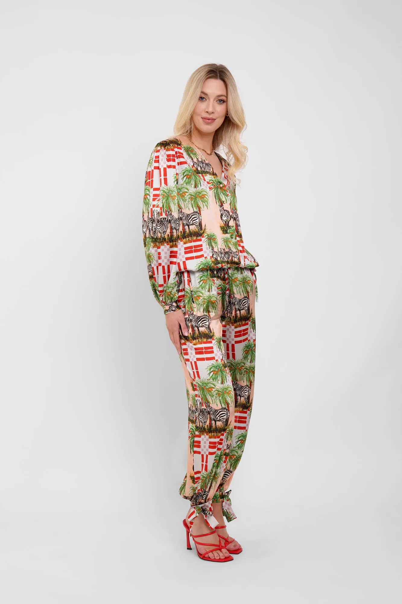 Adjustable V-Neck Blouse / "Vintage Zebra" sold by Jessica Russell Flint product image thumbnail 3