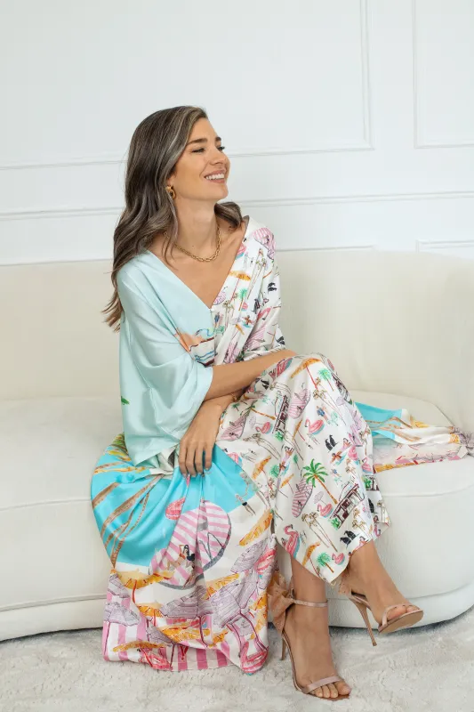 Maxi Kaftan Dress / "Pink Flamingo Club" sold by Jessica Russell Flint