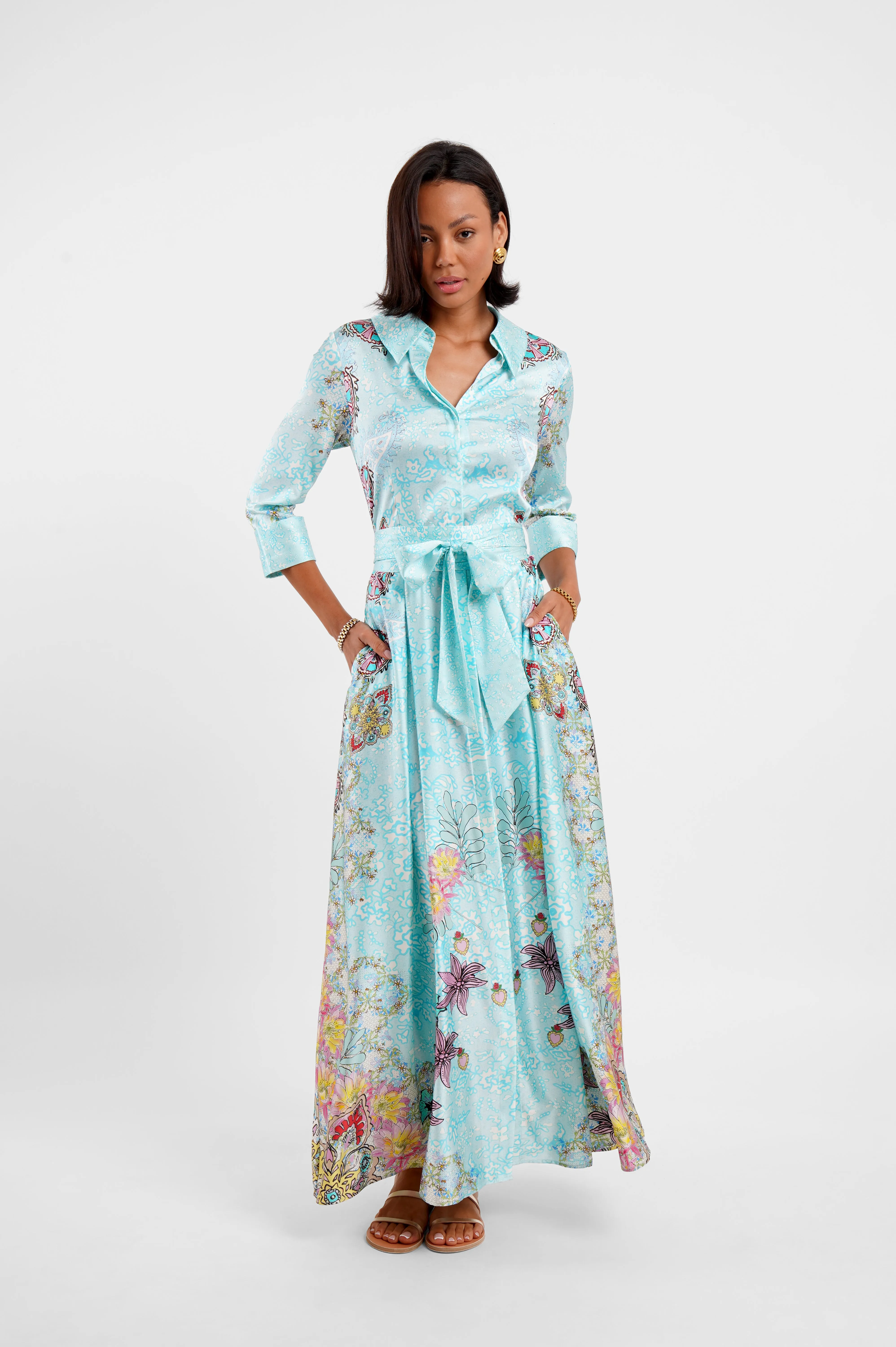 Belted Maxi Shirt Dress / "Floral Medley" sold by Jessica Russell Flint product image thumbnail 2
