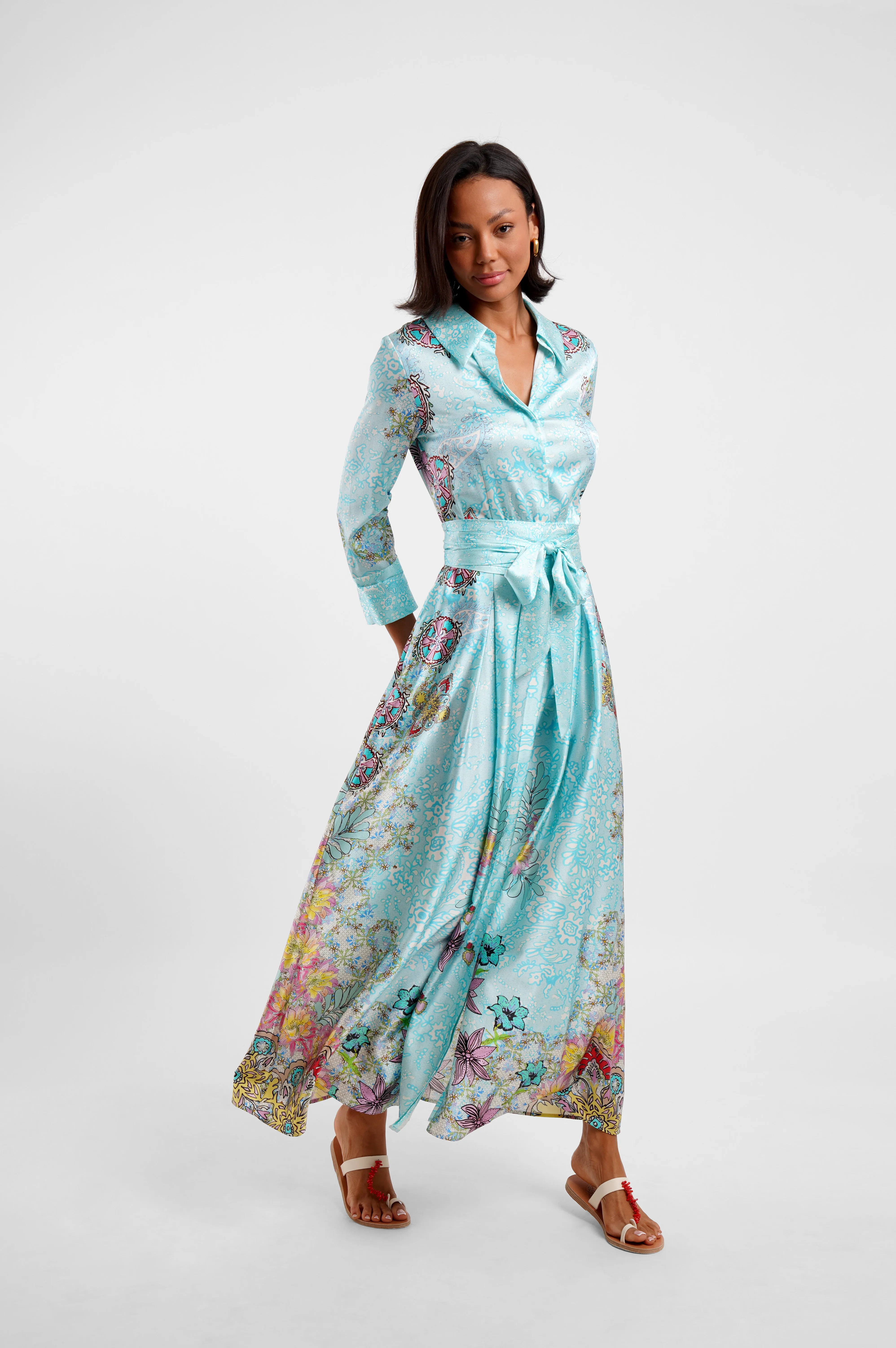 Belted Maxi Shirt Dress / "Floral Medley" sold by Jessica Russell Flint product image thumbnail 4