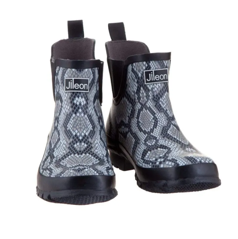 Ankle Wellies - Snakeskin Print - Wide Foot - Easy to Slip On sold by Jileon