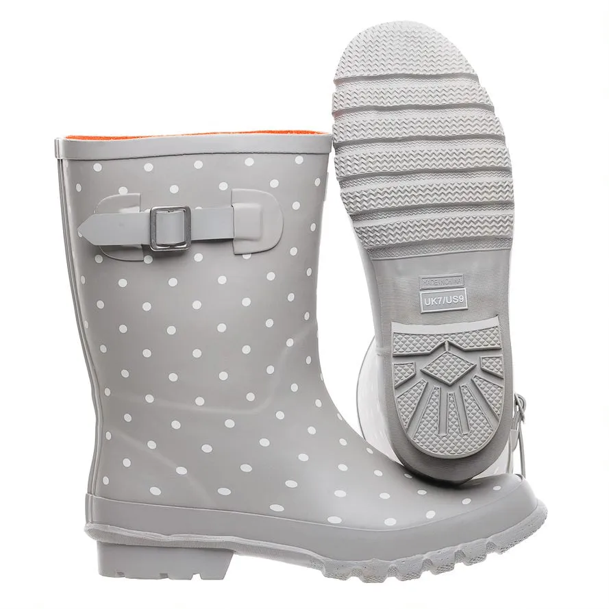 Half Height Grey Spotted Wellies - Wide Foot and Ankle sold by Jileon product image thumbnail 4