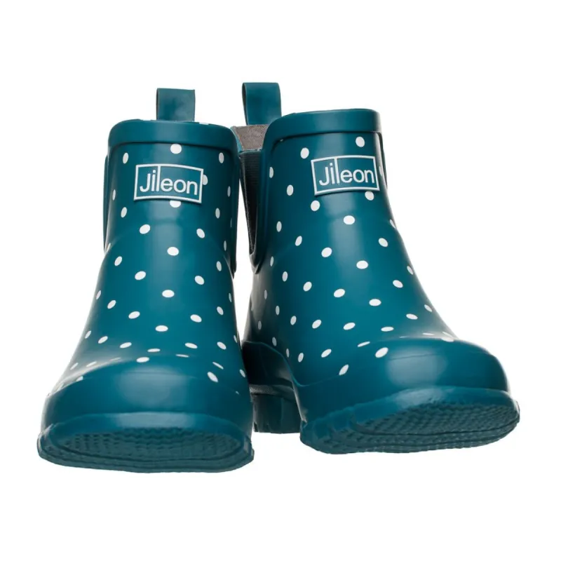 Ankle Wellies - Teal with White Spots - Wide Foot - Easy to Slip On sold by Jileon