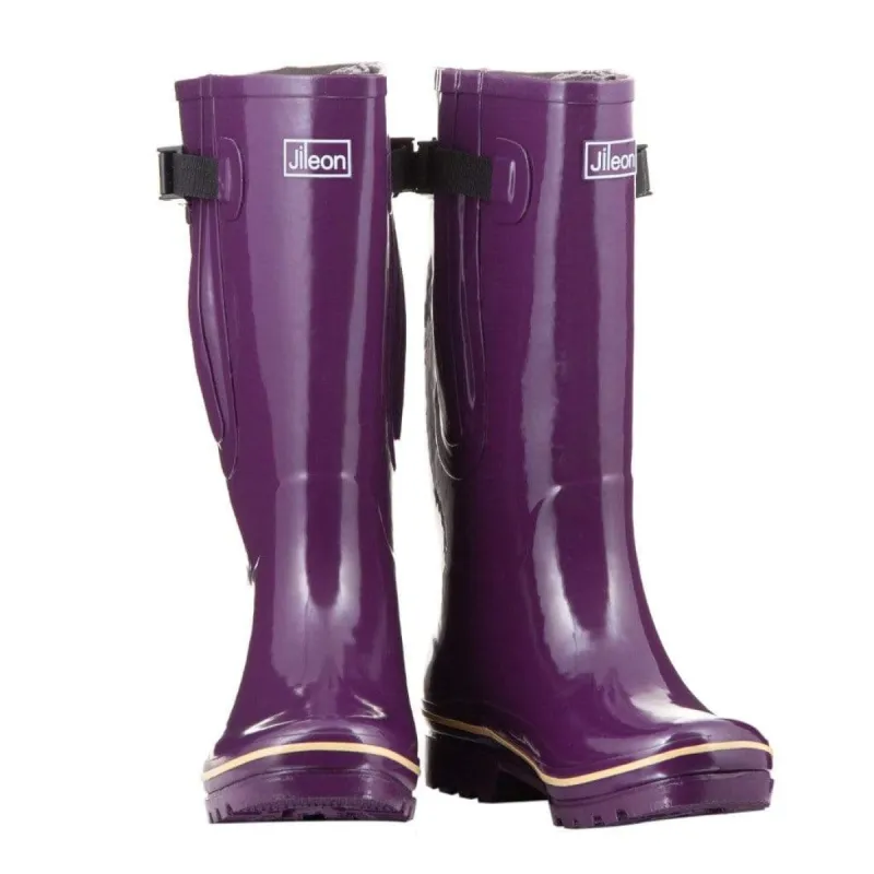 Extra Wide Calf Purple Wellies -Fit 40-57cm Calf- Wide in Foot & Ankle sold by Jileon
