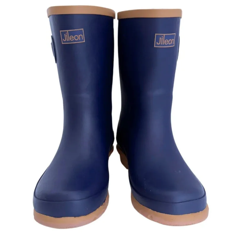 Half Height Oxford Blue Wellies - Wide Foot & Ankle made by Jileon