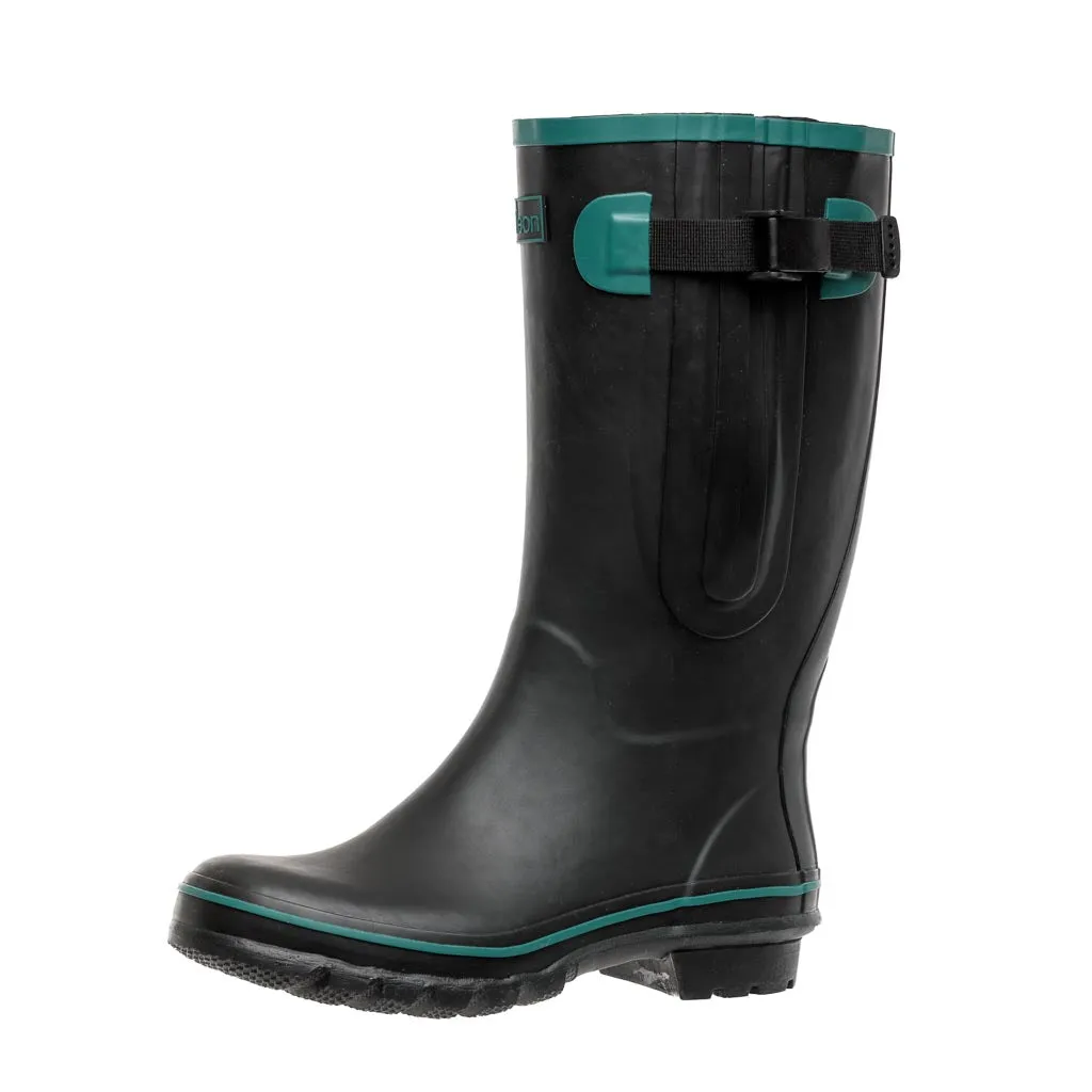 Wide Calf Wellies - Black with Teal Trim - Regular Fit in Foot and Ankle - 37 to 49cm Calf sold by Jileon product image thumbnail 4