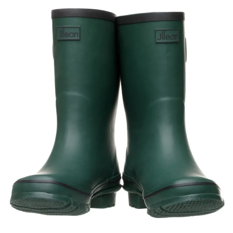 Half Height Dark Green Wellies - Wide Foot & Ankle sold by Jileon