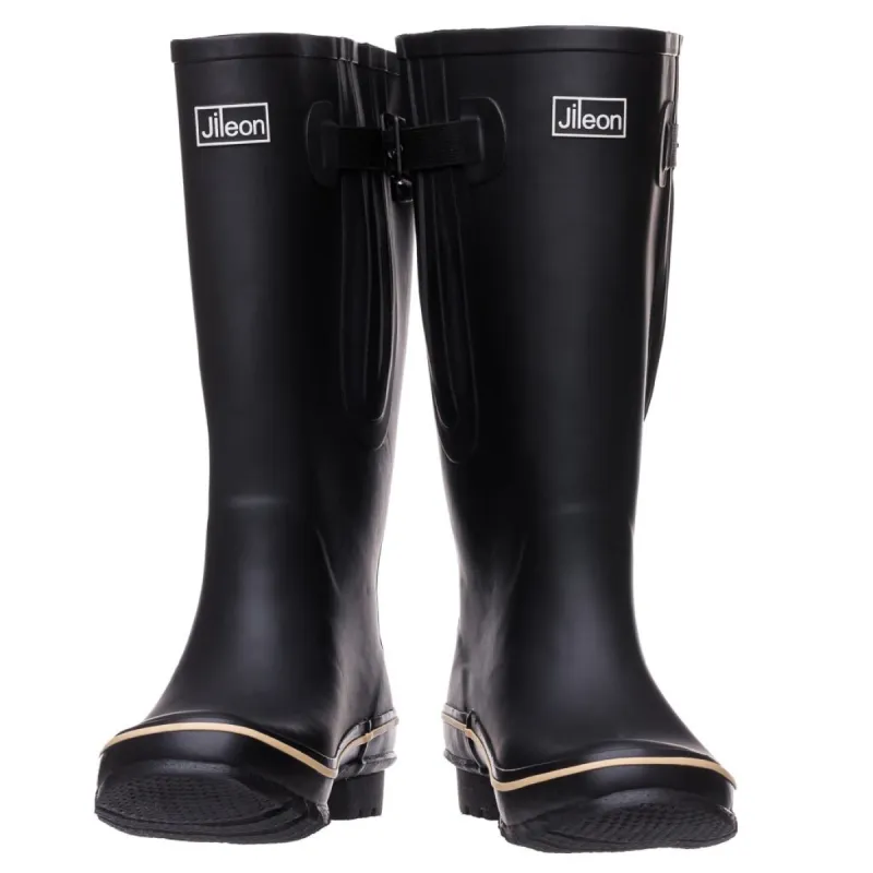 Extra Wide Calf Black Wellies - Wide in Foot and Ankle - Fit 40-57cm Calf sold by Jileon