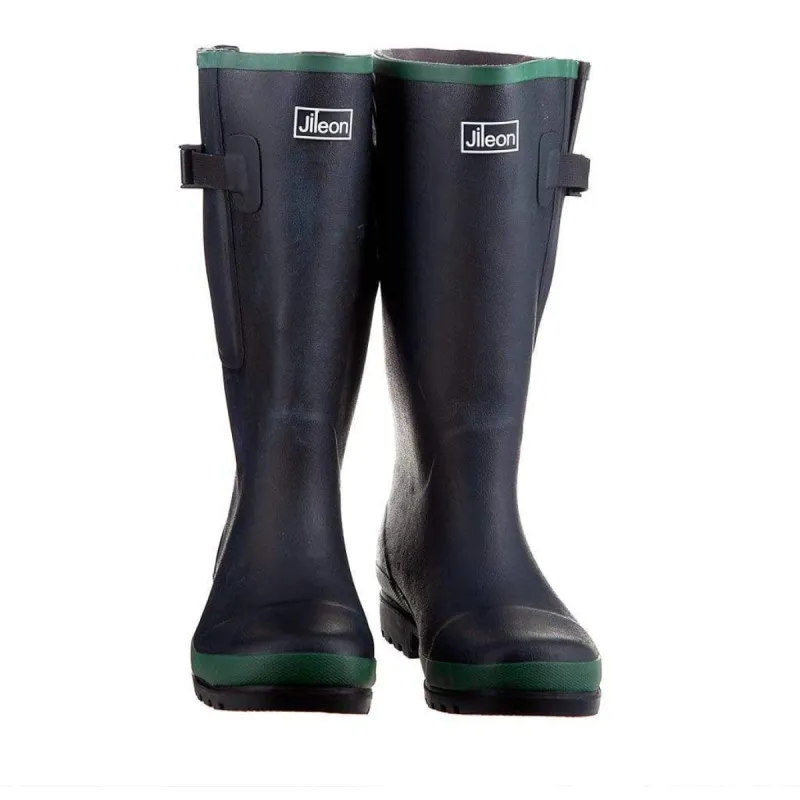 Extra Wide Calf Black Wellies with Rear Gusset - Wide Foot & Ankle - Fit 40-50cm Calf made by Jileon