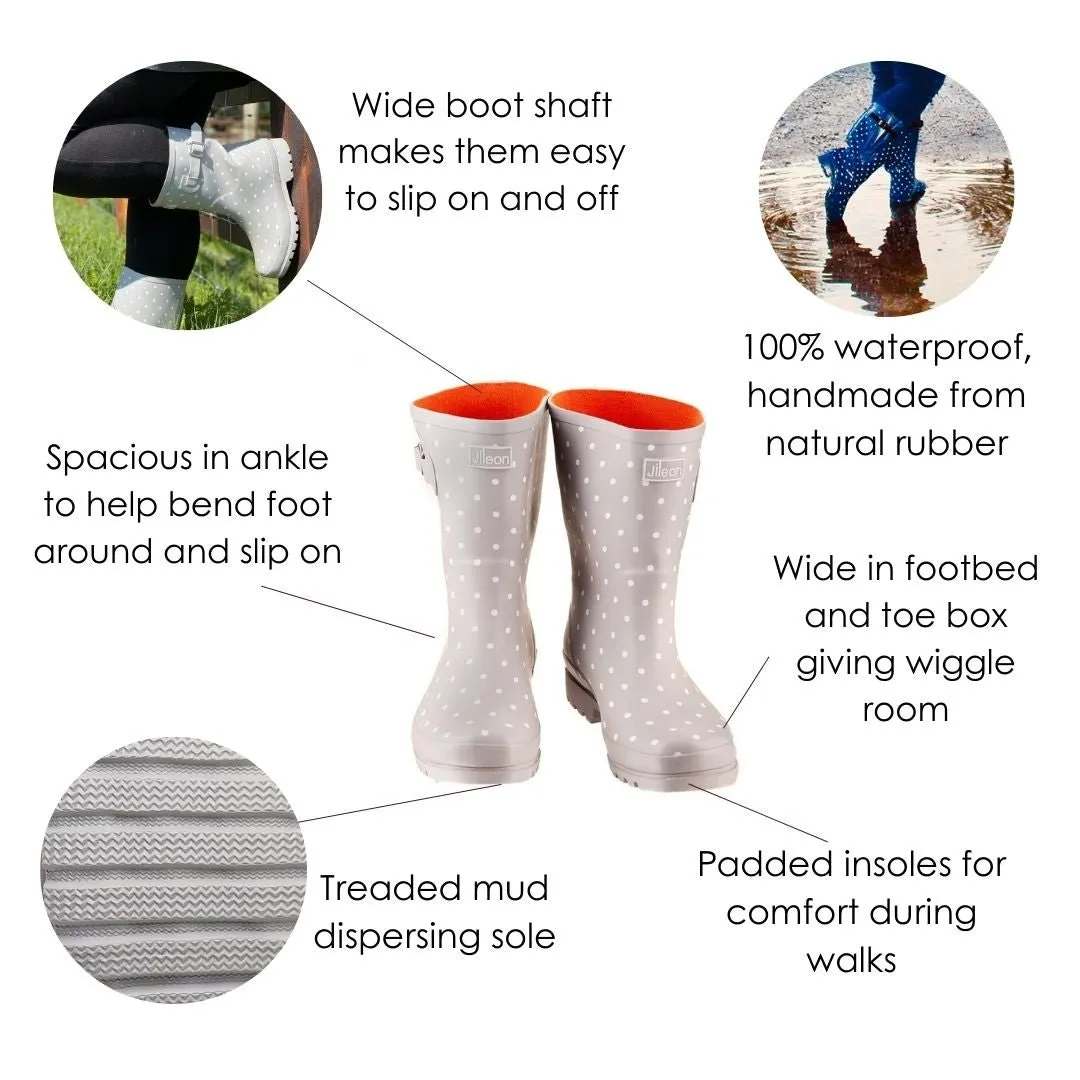 Half Height Navy Spot Wellies - Wide Foot & Ankle sold by Jileon product image thumbnail 3