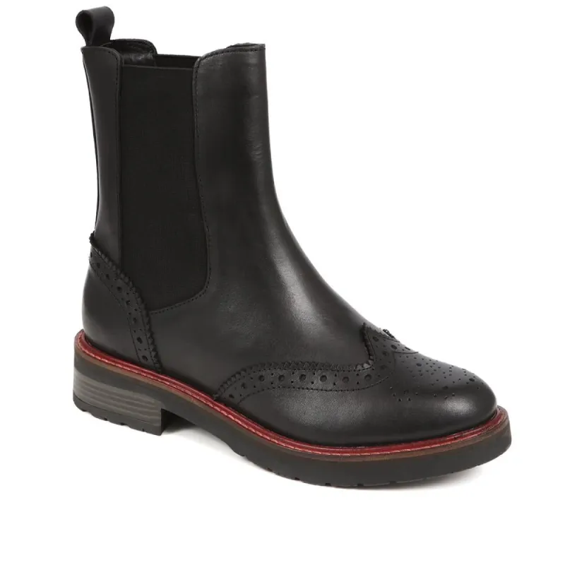 Melrose Brogue Detail Leather Chelsea Boots - MELROSE / 324 322 sold by Jones Bootmaker