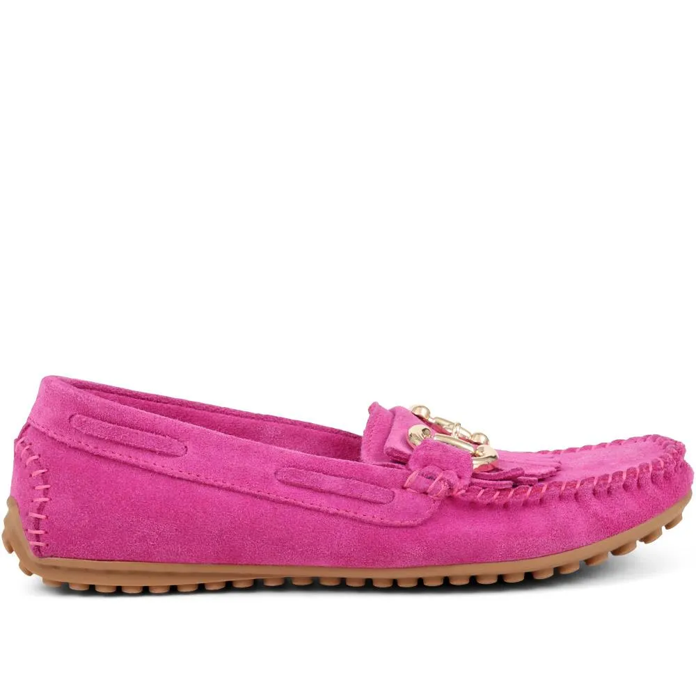 Giustina Suede Buckle Moccasins - GIUSTINA / 323 917 sold by Jones Bootmaker