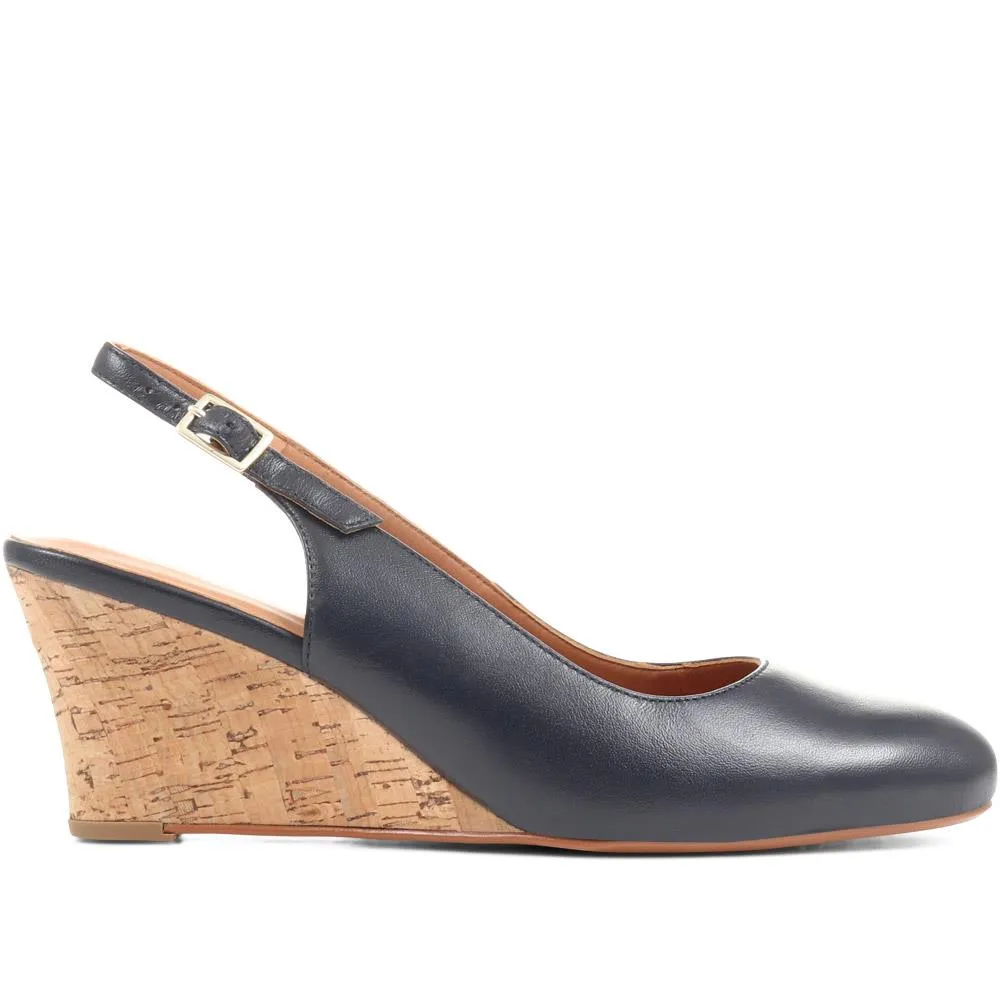 Zahra Leather Wedges - ZAHRA / 323 567 - Navy sold by Jones Bootmaker