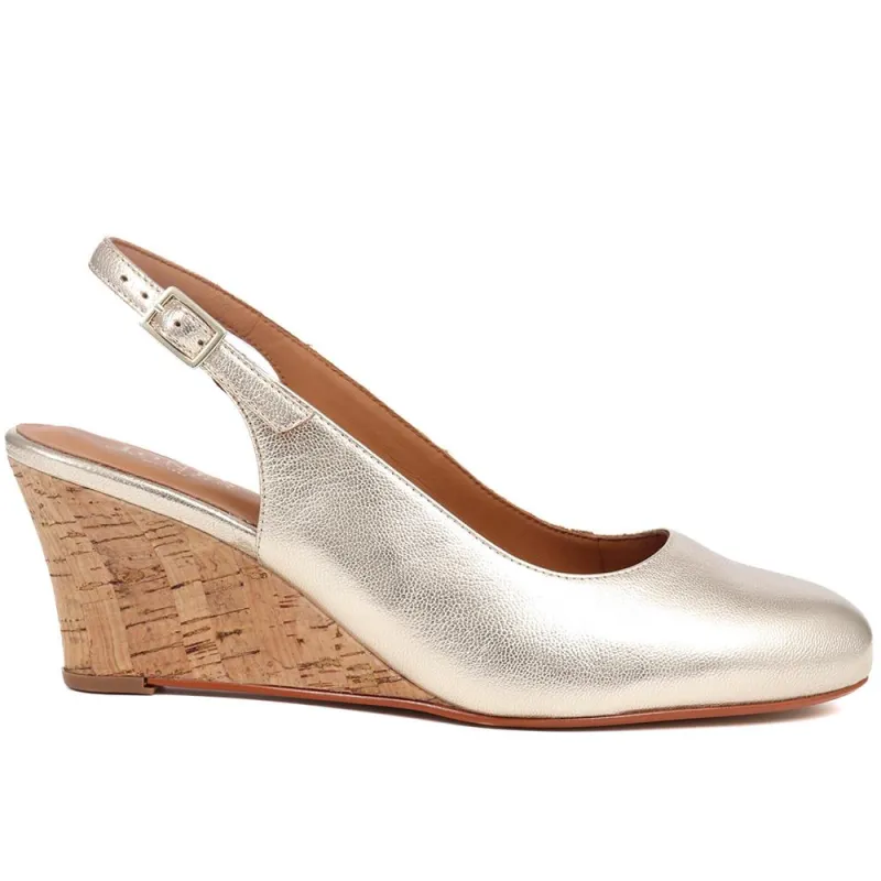 Zahra Leather Wedges - ZAHRA / 323 567 - Gold sold by Jones Bootmaker