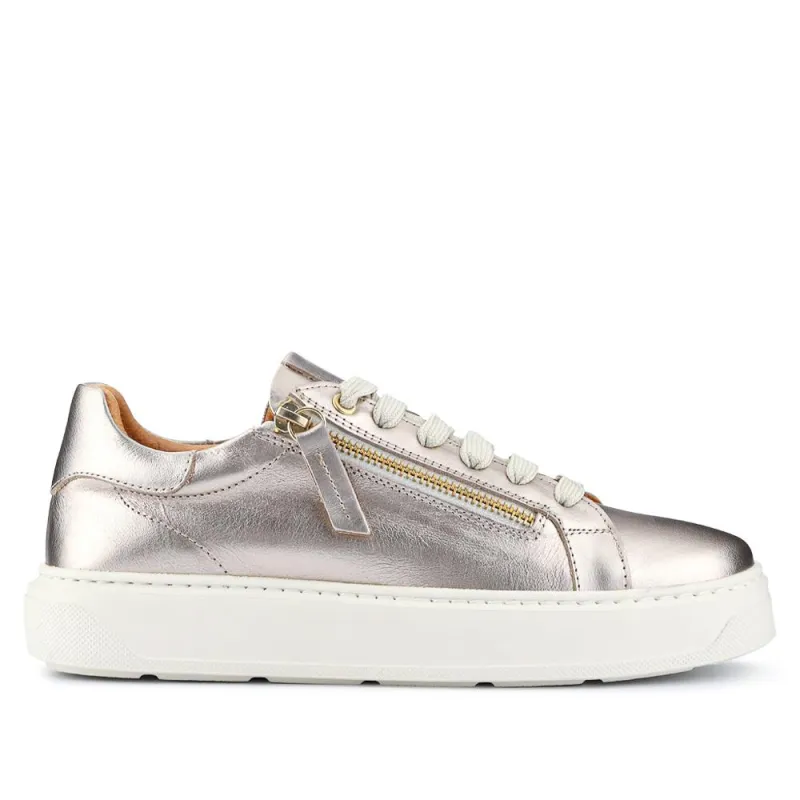 Paulina Chunky Leather Trainers - PAULINA / 326 970 - Pewter sold by Jones Bootmaker
