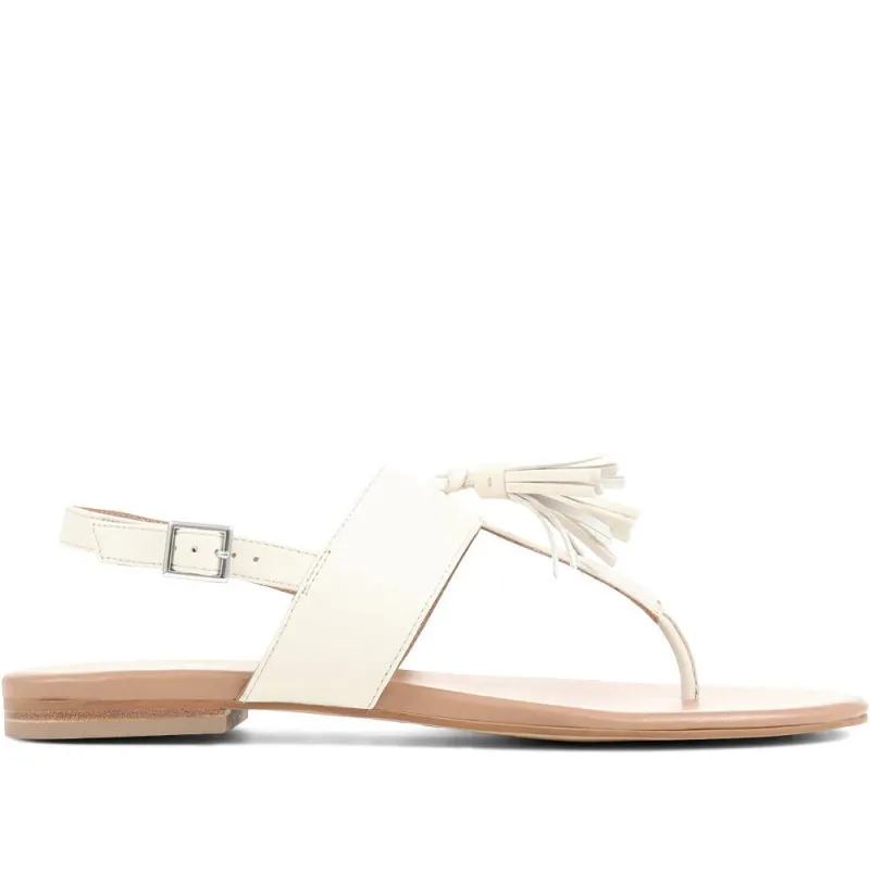 Lizabeth Leather Thong Sandals - LIZABETH / 323 350 - Cream sold by Jones Bootmaker