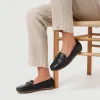 Athikia Leather Slip-On Shoes - ATHIKIA / 327 109 - Navy sold by Jones Bootmaker