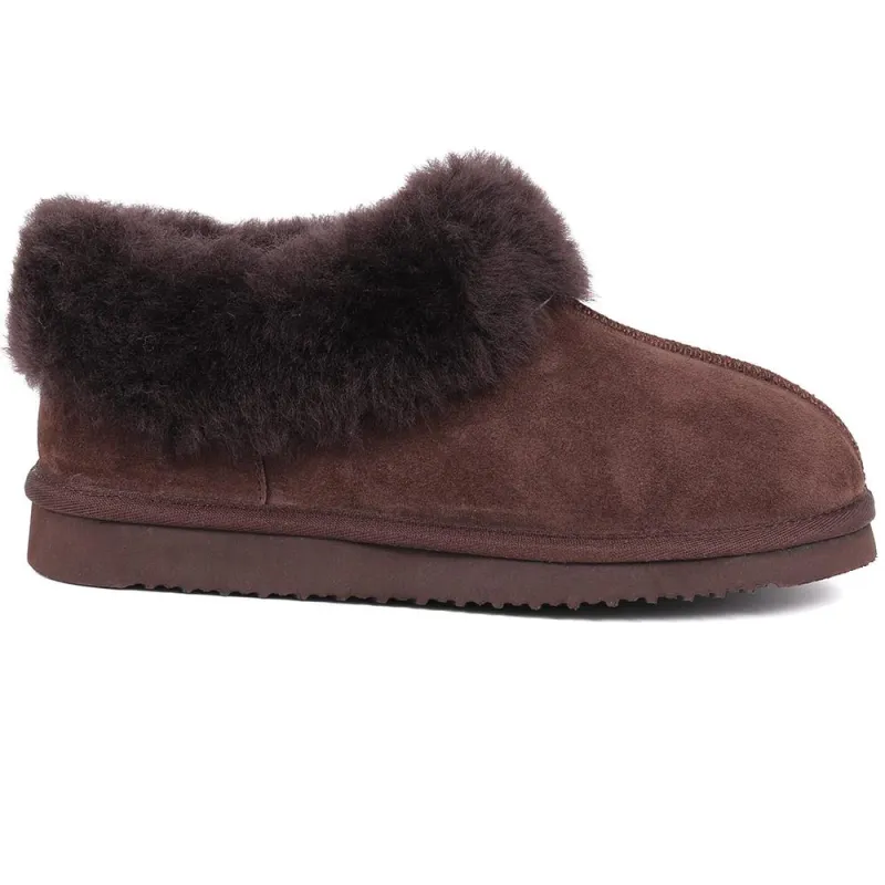 Fabiola Faux-Fur Slippers - FABIOLA / 326 072 - Chocolate sold by Jones Bootmaker