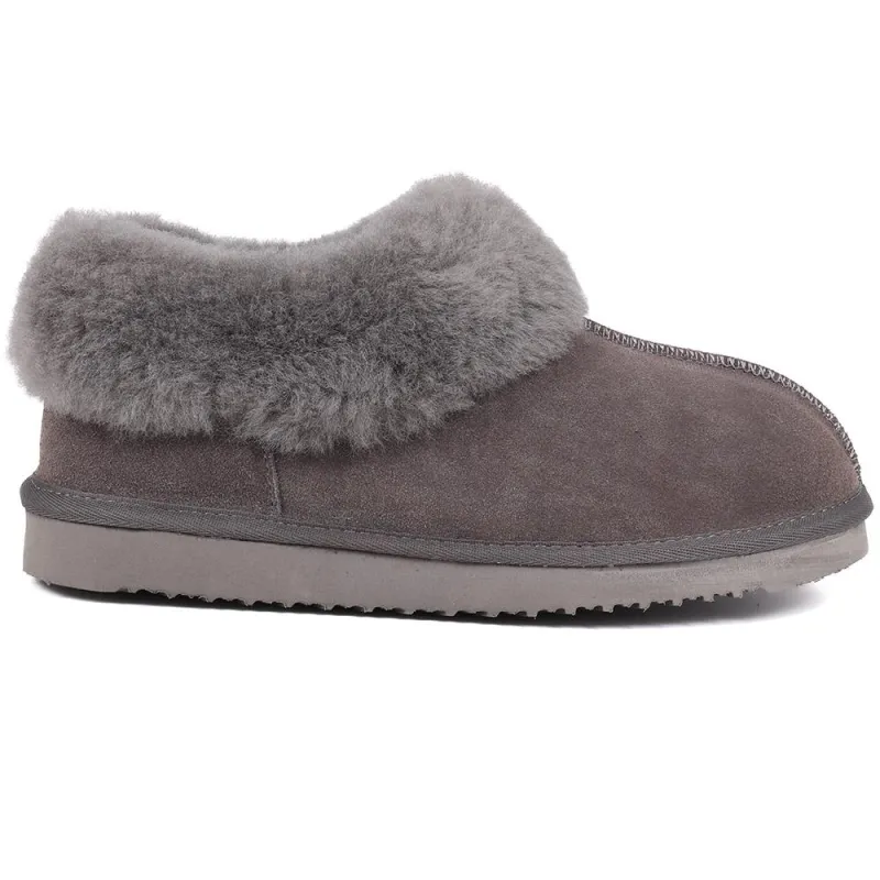 Fabiola Faux-Fur Slippers - FABIOLA / 326 072 - Grey sold by Jones Bootmaker