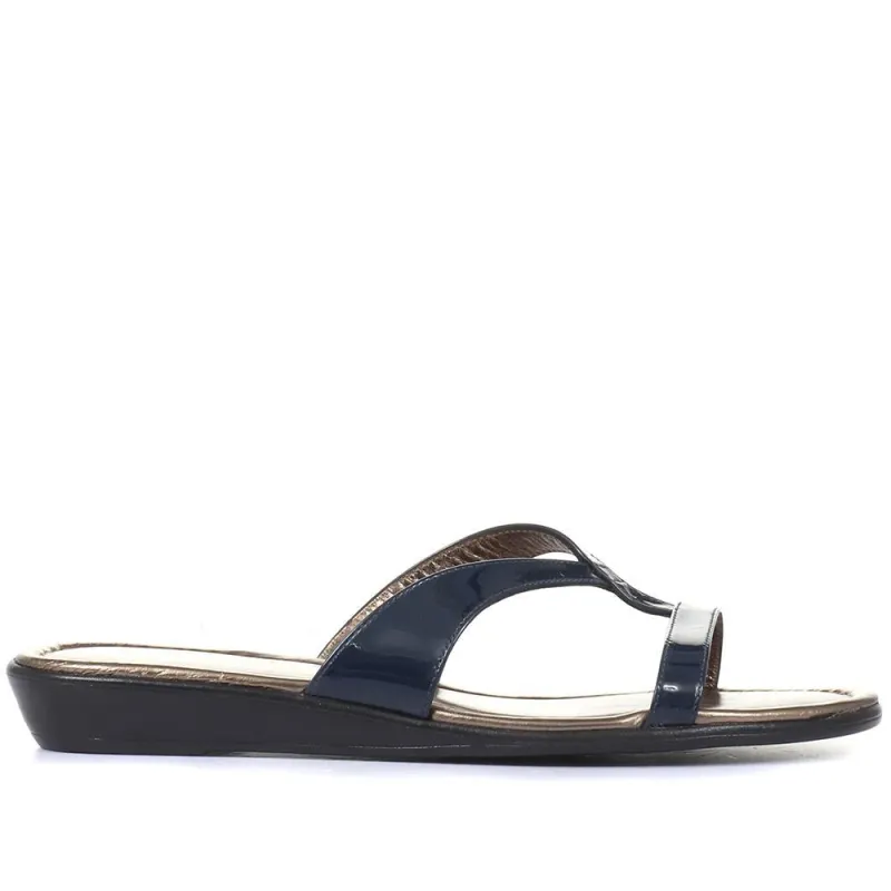 Klevina Leather Sandals - KLEVINA1 / 322 091 - Navy Patent sold by Jones Bootmaker