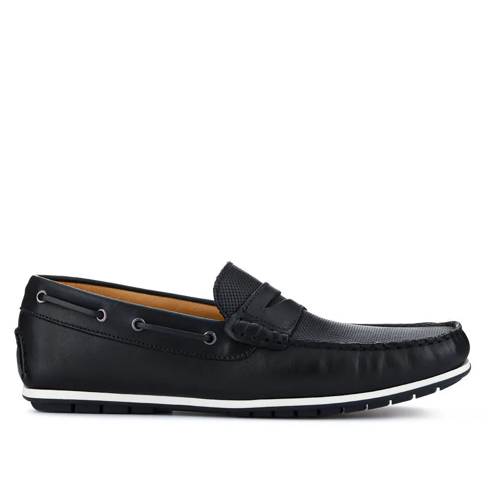 Parks Casual Leather Moccasins - PARKS / 327 313 - Black sold by Jones Bootmaker