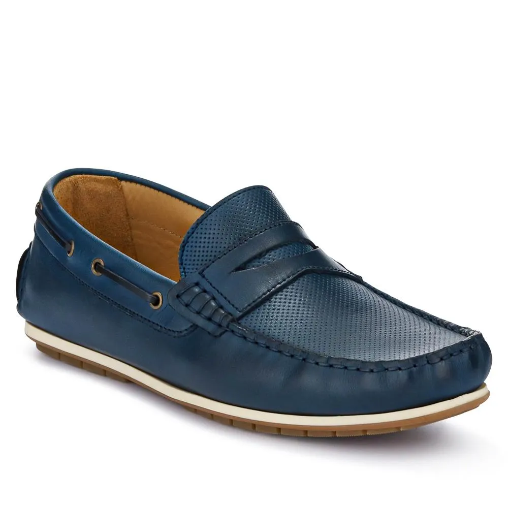 Parks Casual Leather Moccasins - PARKS / 327 313 - Navy sold by Jones Bootmaker product image thumbnail 2