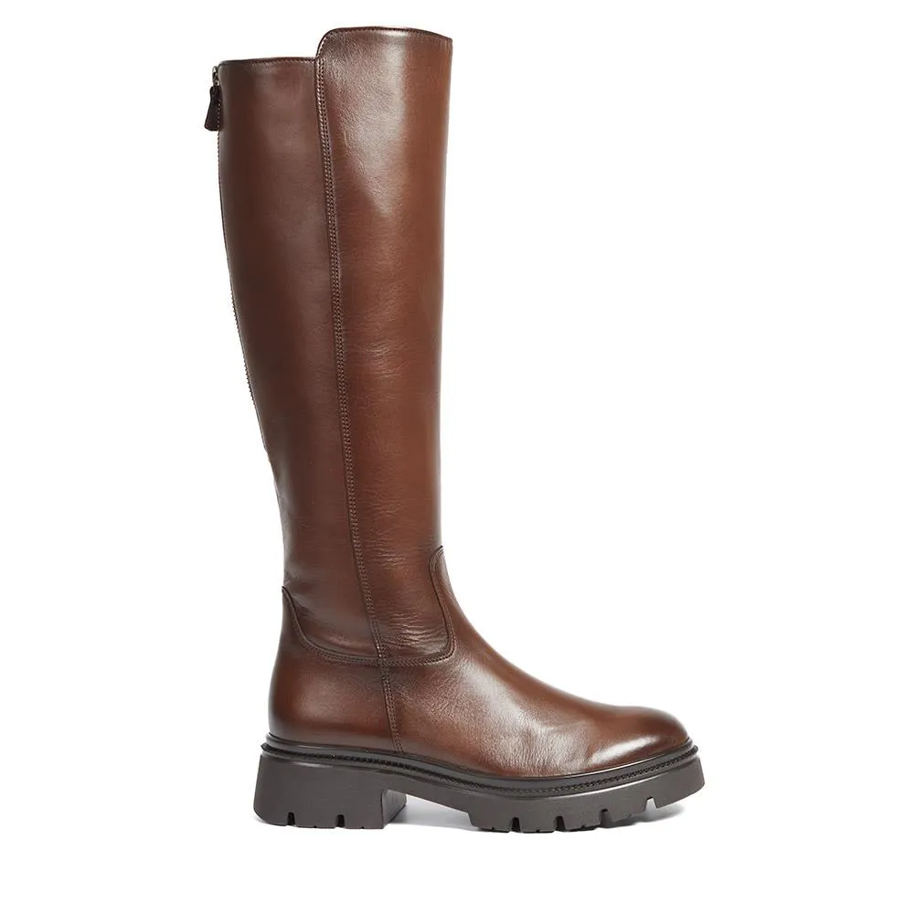 Match Chunky Leather Long Boots - GAB40515 / 325 889 - Tan sold by Jones Bootmaker