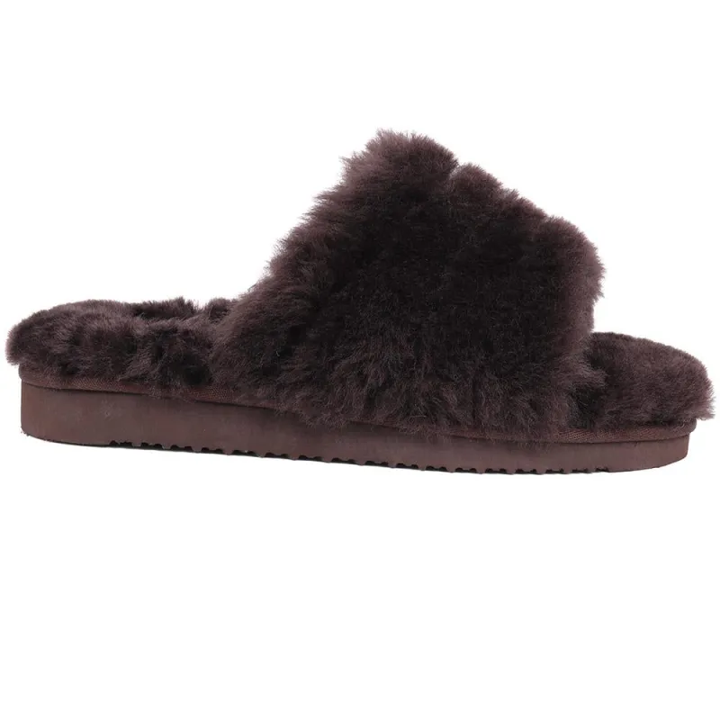 Falonda Faux-Fur Slippers - FALONDA / 326 074 - Chocolate sold by Jones Bootmaker