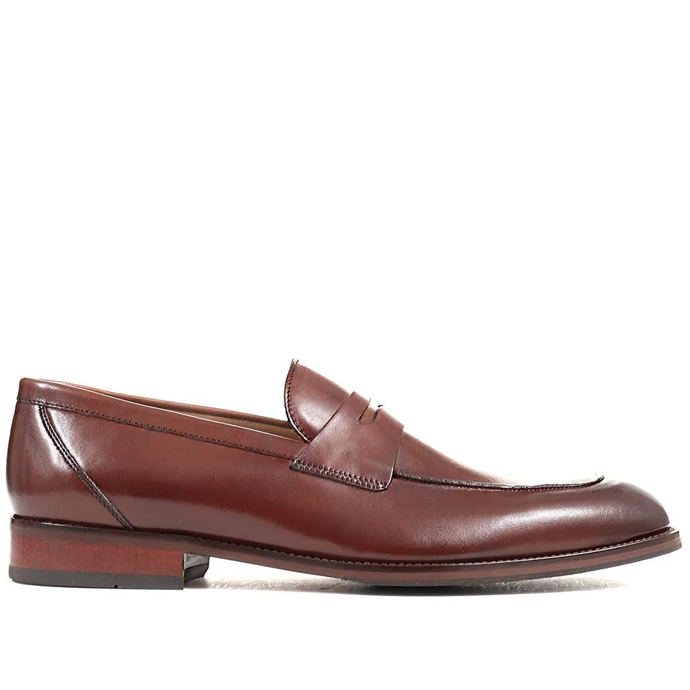 Russell Leather Penny Loafers - RUSSELL / 320 483 - Chestnut sold by Jones Bootmaker