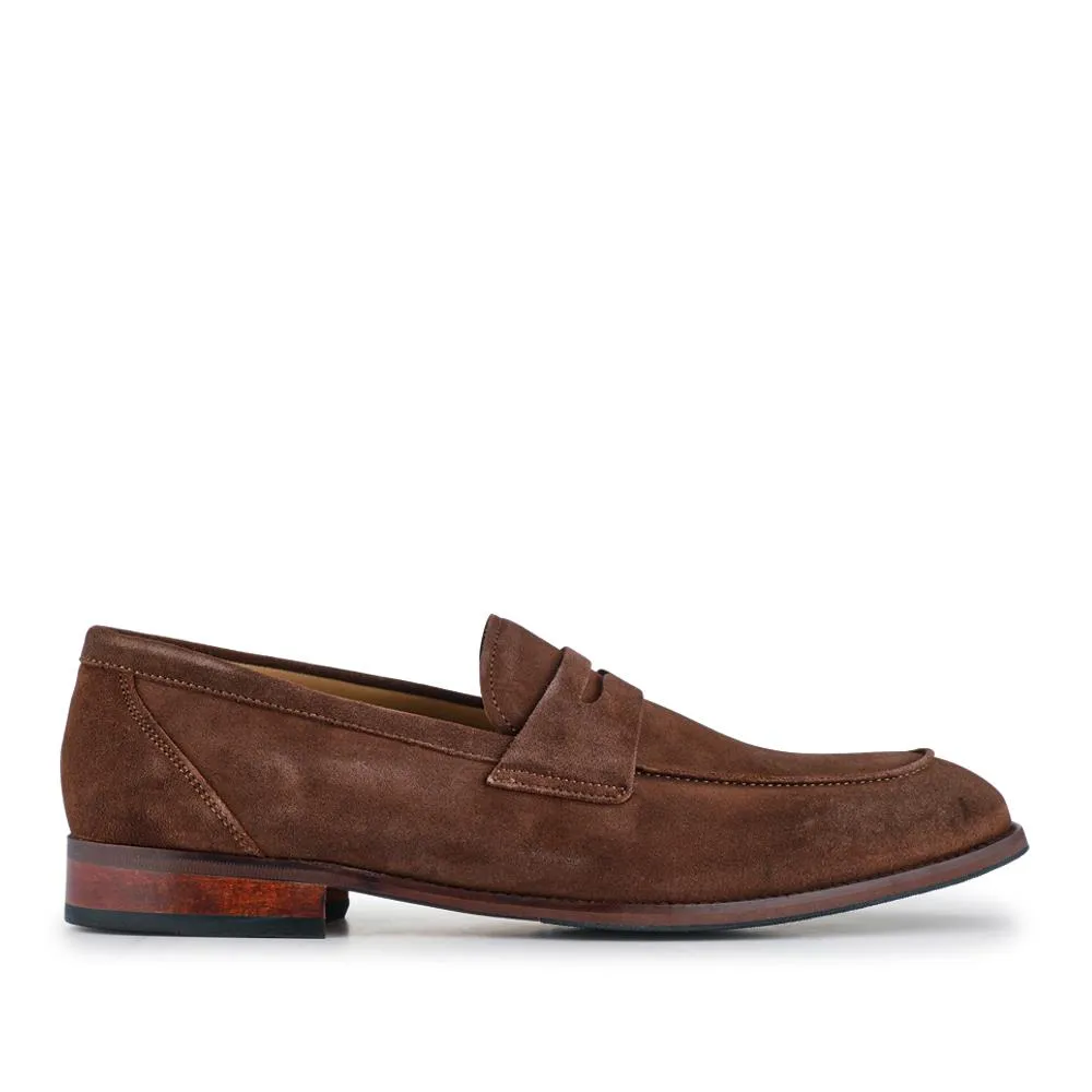 Russell Leather Penny Loafers - RUSSELL / 320 483 - Brown Suede sold by Jones Bootmaker