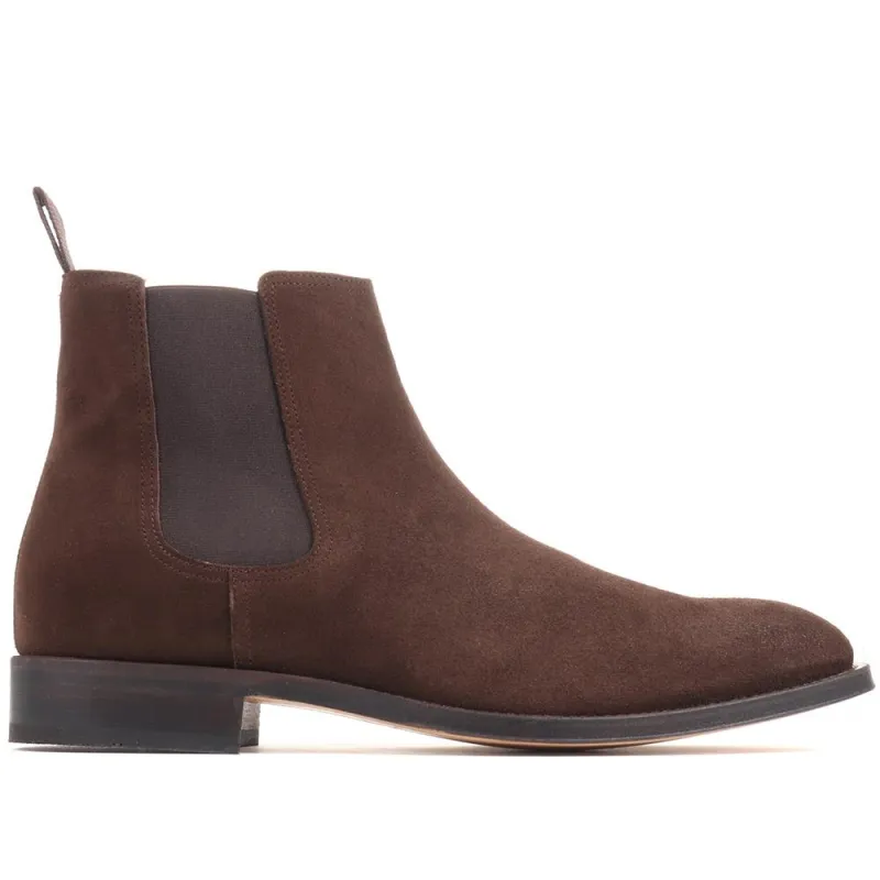 Cheltenham Handmade Chelsea Boots - CHELTENHAM / 322 868 - Dark Brown Suede sold by Jones Bootmaker