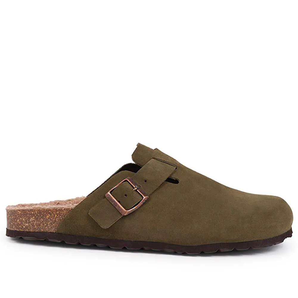 Zaid Suede Slippers - ZAID / 326 027 - Khaki Suede sold by Jones Bootmaker