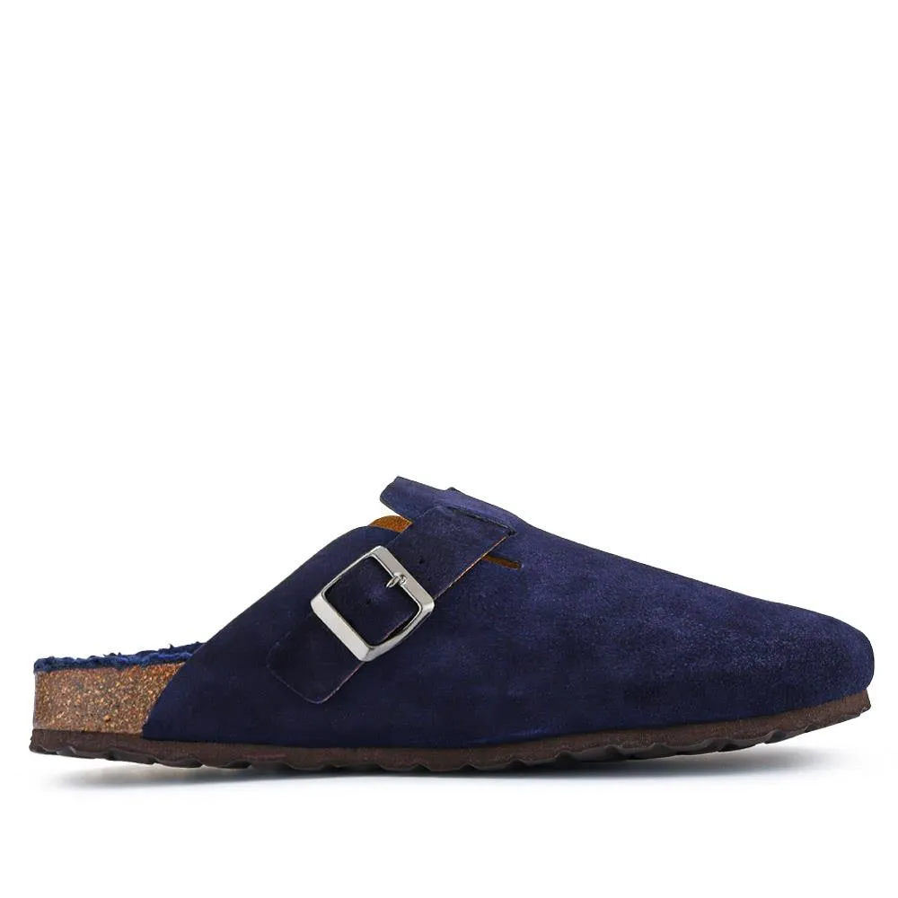 Zaid Suede Slippers - ZAID / 326 027 - Navy Suede sold by Jones Bootmaker